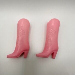 Vtg Barbie Bubblegum Pink Cowboy Boots Barbie Cursive Signature Writing